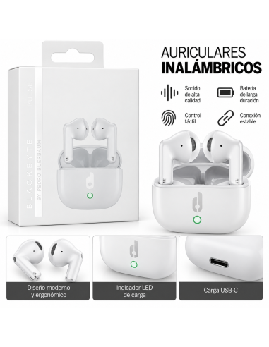 AURICULARES INALAMBRICOS PULSE BLANCO BLACKBYTE
