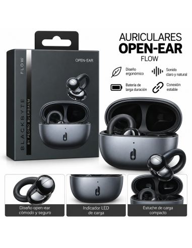 AURICULARES INALAMBRICOS OPEN EAR FLOW NEGRO BLACKBYTE