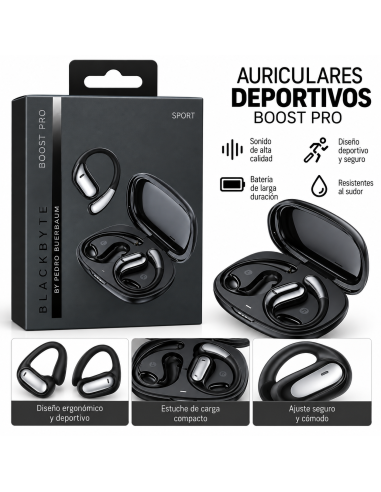 AURICULARES INALAMBRICOS SPORT BOOST PRO NEGRO BLACKBYTE