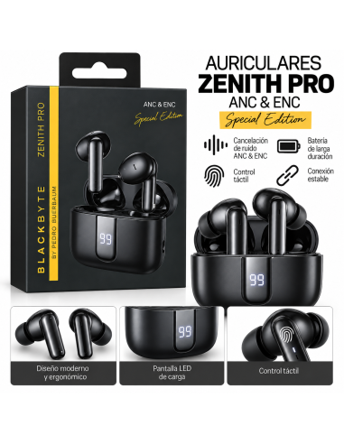 AURICULARES INALAMBRICOS EDICIÓN ESPECIAL ZENITH PRO NEGRO BLACKBYTE