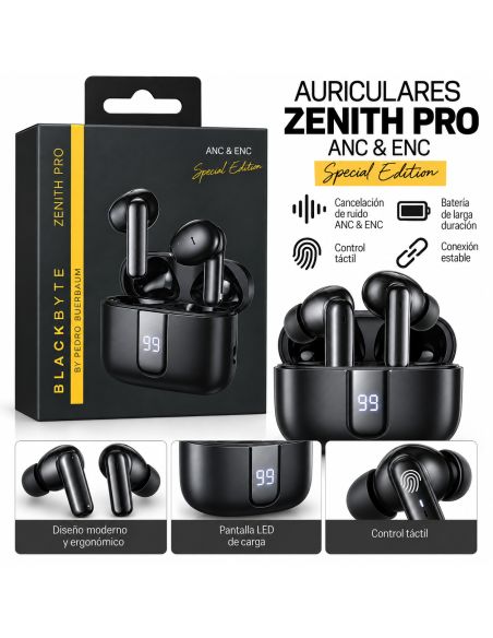 AURICULARES INALAMBRICOS EDICIÓN ESPECIAL ZENITH PRO NEGRO BLACKBYTE
