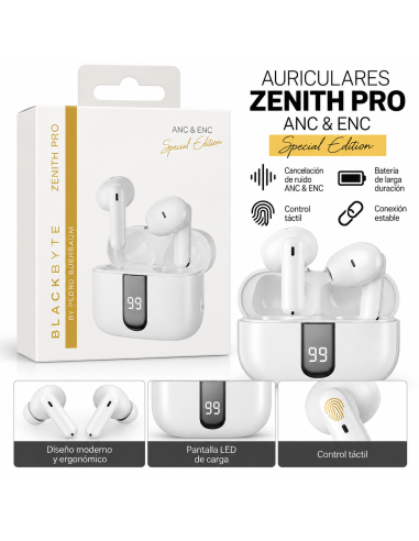 AURICULARES INALAMBRICOS EDICIÓN ESPECIAL ZENITH PRO BLANCO BLACKBYTE