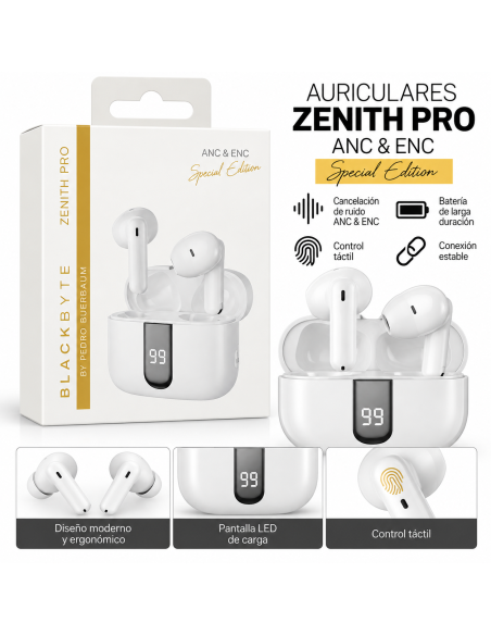 AURICULARES INALAMBRICOS EDICIÓN ESPECIAL ZENITH PRO BLANCO BLACKBYTE