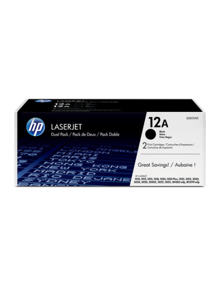 HP 12A Pack Ahorro x2 Tóner Original Laserjet Negro
