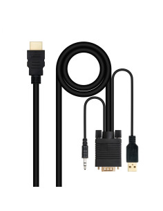 Nanocable Cable Conversor HDMI a VGA+Audio+USB, 1.8 m, Negro