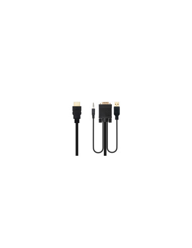 Nanocable Cable Conversor HDMI a VGA+Audio+USB, 1.8 m, Negro
