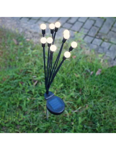 ESTACA SOLAR CON 10 LEDS LUZ CALIDA FOREVER
