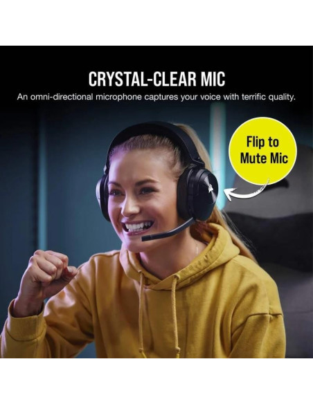 AURICULARES + MICROFONO CORSAIR HS55 GAMING HEADSET WIRELESS DB 7.1 BLACK