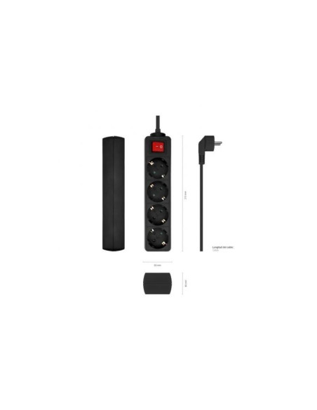 REGLETA AISENS 4 SCHUKOS PROTECCION INTERRUPTOR 1,4M BLACK