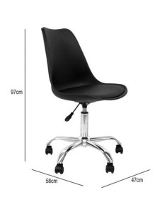 SILLA DE ESCRITORIO CON RUEDAS 97X47X58CM NEGRA 2
