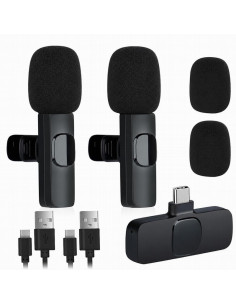 MICROFONO RECEPTOR ONEWAY USB C LAVALIER 2 MICROFONOS PINZA WIRELESS
