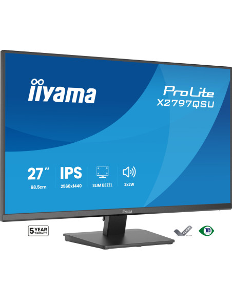 iiyama ProLite X2797QSU-B1 pantalla para PC 68,6 cm (27") 2560 x 1440 Pixeles Quad HD LED Negro