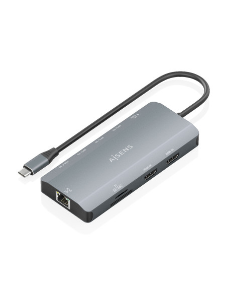 AISENS USB-C Dock 12 en 1, USB-C A 2xHDMI, 1xRJ45, 3xUSB-A, 1xUSB-C,