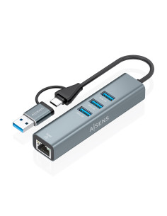 AISENS Conversor USB3.2 Gen1 USB-A+USB-C A Ethernet Gigabit