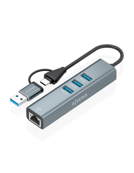 AISENS Conversor USB3.2 Gen1 USB-A+USB-C A Ethernet Gigabit