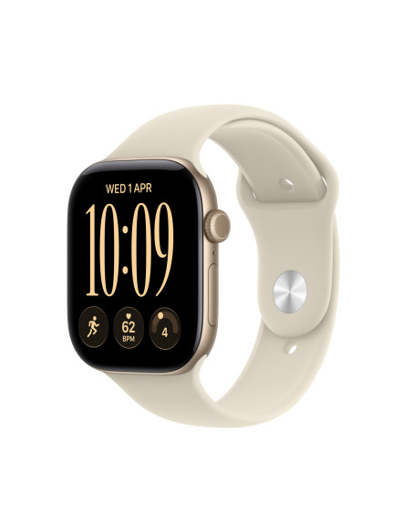 Apple Watch Series 12 (GPS) - Caja de aluminio en dorado claro (46 mm) - Correa deportiva color arena - Talla S/M