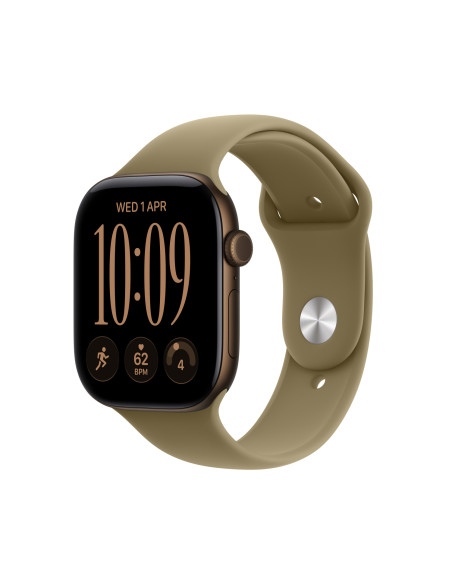 Apple Watch Series 12 (GPS) - Caja de aluminio en bronce oscuro (46 mm) - Correa deportiva verde oliva - Talla S/M