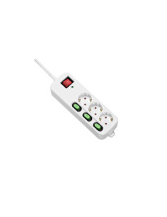 BASE MULTIPLE 3 ENCHUFES CON INTERRUPTORES