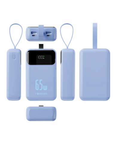 BATERIA EXTERNA 20000MAH 65W FOREVER VIBE-TB65 AZUL CIELO FOREVER