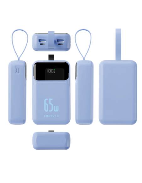 BATERIA EXTERNA 20000MAH 65W FOREVER VIBE-TB65 AZUL CIELO FOREVER