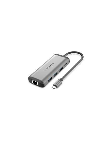 Vention Docking USB Tipo-C CNDHB/ 1xHDMI/ 3xUSB/ 1xUSB Tipo-C PD/ 1xRJ45/ 1xLector tarjetas/ Gris