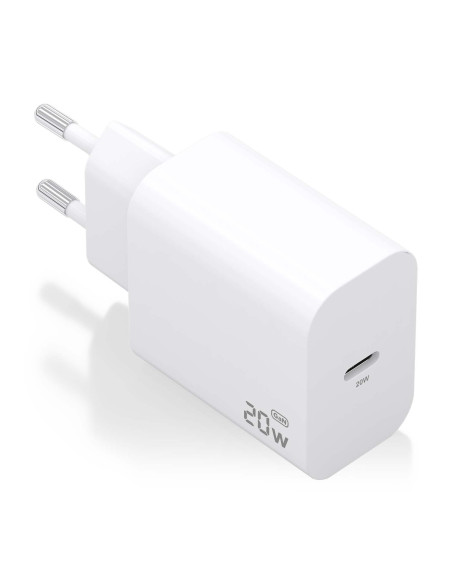 AISENS Cargador GaN 20W, 1xUSB-C PD3.0, Blanco