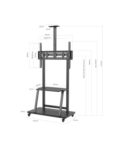 SOPORTE TV MONITOR AISENS SUELO CON RUEDAS 37-100 150KG BLACK