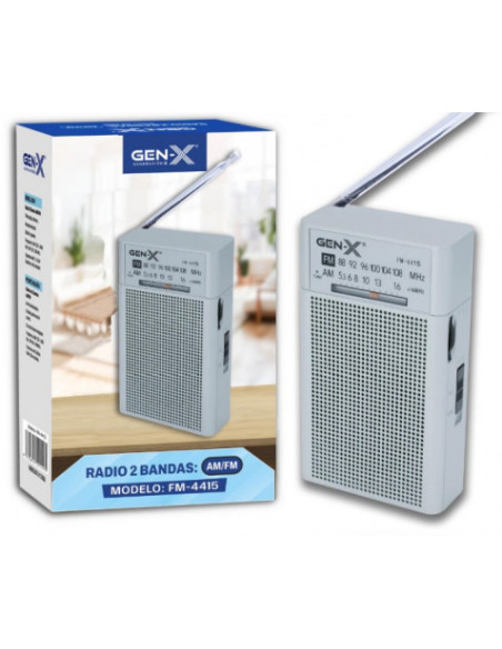 RADIO PORTATIL AM/FM ANALOGICA ALTA SENSIBILIDAD PLATA FM-4415 GEN-X