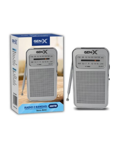 RADIO PORTATIL AM/FM ANALOGICA PLATA FM-4411 GEN-X