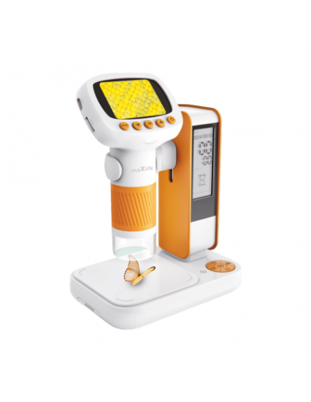 MICROSCOPIO DIGITAL CON SOPORTE MXDM-200 NARANJA MAXLIFE