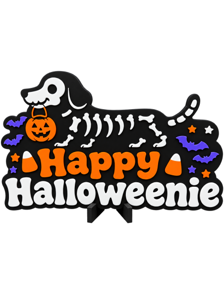 FIGURA DECORATIVA HAPPY HALLOWEENIE CON SOPORTE INCLUIDO