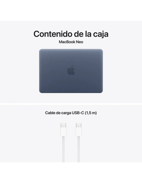 PORTATIL APPLE MACBOOK NEO A18 PRO/6-CORE CPU/8GB/SSD256GB/5-CORE GPU/13 INDIGO
