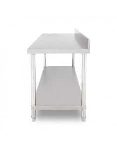 MESA DE TRABAJO ACERO INOXIDABLE 150X70X85CM CON RESPALDO CHEF PRO 2