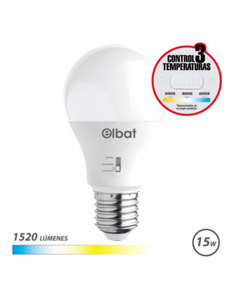BOMBILLA LED A60 | 15W | 1520LM | E27 | LUZ CALIDA/BLANCA/FRIA | ELBAT