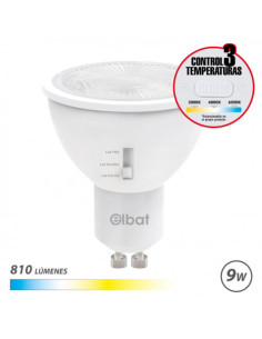 BOMBILLA LED GU10 | 9W | 810LM | LUZ CALIDA/BLANCA/FRIA | ELBAT