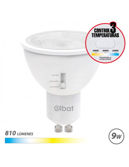 BOMBILLA LED GU10 | 9W | 810LM | LUZ CALIDA/BLANCA/FRIA | ELBAT