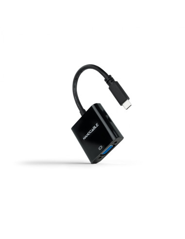 Nanocable Conversor USB-C a VGA, USB-C/M-VGA/H, Negro, 10 cm