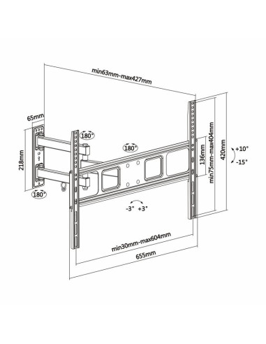 SOPORTE PARED TV MONITOR AISENS 37-70 35KG BLACK