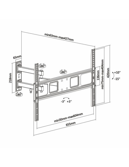 SOPORTE PARED TV MONITOR AISENS 37-70 35KG BLACK