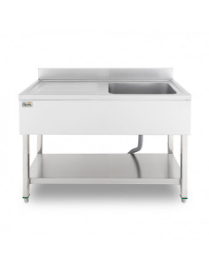FREGADERO INDUSTRIAL 140X70X85CM CUBETA DERECHA Y ESTANTE CHEF PRO 2