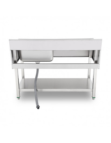 FREGADERO INDUSTRIAL 140X70X85CM CUBETA DERECHA Y ESTANTE CHEF PRO