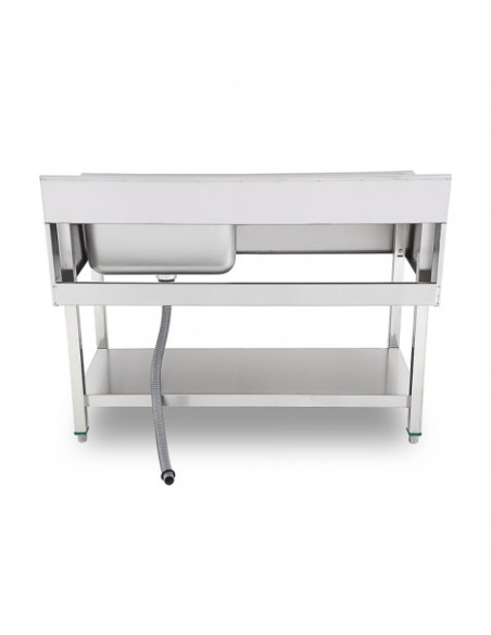 FREGADERO INDUSTRIAL 140X70X85CM CUBETA DERECHA Y ESTANTE CHEF PRO