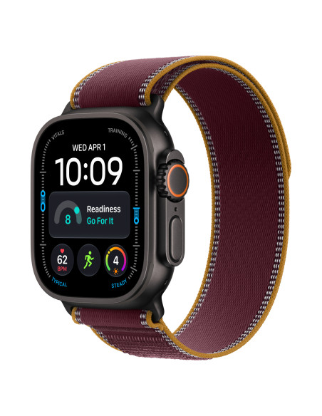 Apple Watch Ultra 4 (GPS + Cellular) - Caja de titanio negro de 49 mm - Correa Loop Trail burdeos - Talla M/L