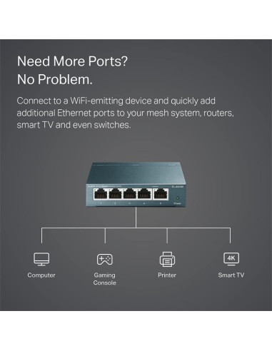 SWITCH TP-LINK TL-SG105S GIGABIT 5 PUERTOS METALICO