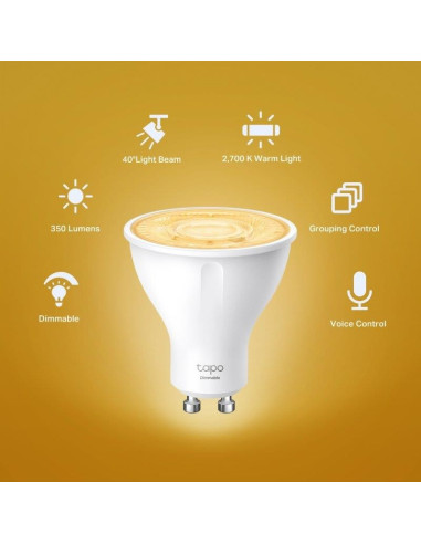 BOMBILLA INTELIGENTE GU10 TP-LINK LED 2700K BLANCO AJUSTA WIFI