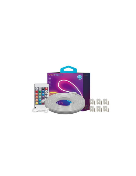 TIRA LED VENTION SILICONA NEON RGB CONTROL REMOTO 5V 2M