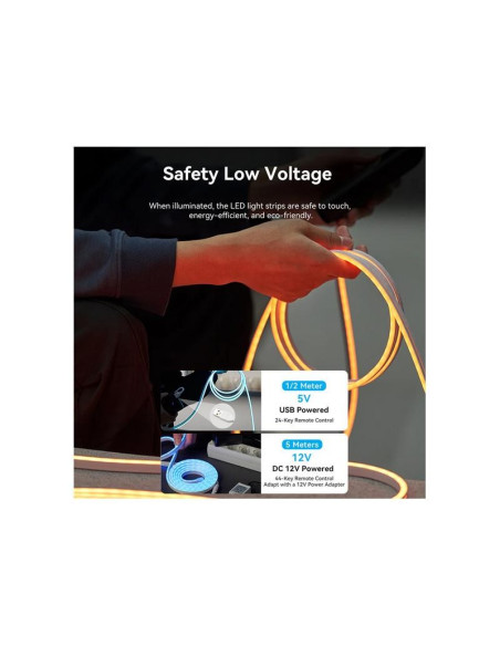 TIRA LED VENTION SILICONA NEON RGB CONTROL REMOTO 5V 2M