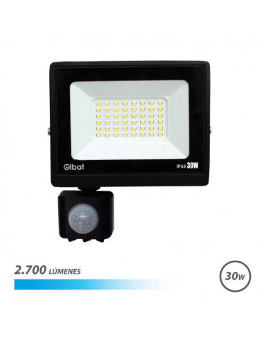 FOCO LED SERIE SLIM 30W CON SENSOR | 2700LM | 6500K ELBAT
