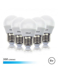 PACK 5 BOMBILLAS LED G45 | 6W | 500LM | E27 | LUZ FRIA | ELBAT