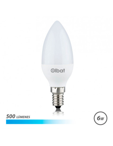BOMBILLA LED C37 | 6W | 500LM | E14 | LUZ FRIA | ELBAT